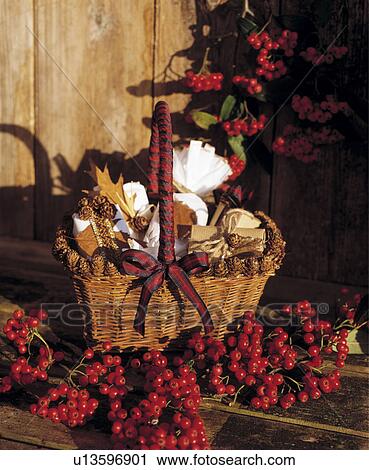 Christmas Basket and Berries. View Large Photo Image Stock Image - Christmas Basket and Berries.. Fotosearch