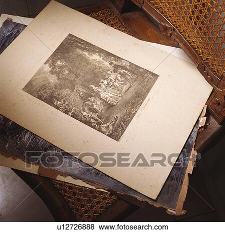 Stock Photo - Close-up of old black+white engraving. Fotosearch
