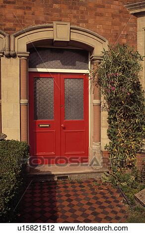 Close-up of red traditional front door View Large Photo Image Stock Image - Close-up of red traditional front door. Fotosearch