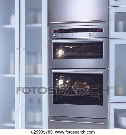 Stock Image - Close-up of stainless steel double oven&#13; &#10; &#13; &#10; &#13; &#10; &#13; &#10; &#13; &#10; &#13; &#10;. Fotosearch