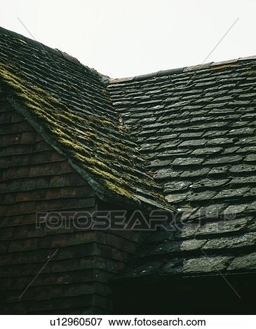 Close-up of stone-tiled roof View Large Photo Image Stock Photo - Close-up of stone-tiled roof. Fotosearch