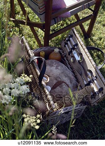 Close-up of wicker picnic basket View Large Photo Image Stock Photography - Close-up of wicker picnic basket. Fotosearch