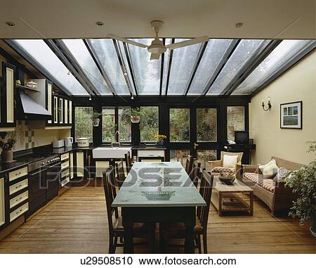 Stock Image - Conservatory extension providing extra living space.. Fotosearch