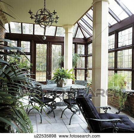 Conservatory with Table and Chairs View Large Photo Image Stock Photo - Conservatory with Table and Chairs. Fotosearch