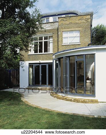 Curved extension on modern town house View Large Photo Image Picture - Curved extension on modern town house. Fotosearch