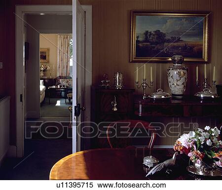 Stock Photography - diningrooms, interior, traditional, tables, furniture, flowers, interiors. Fotosearch