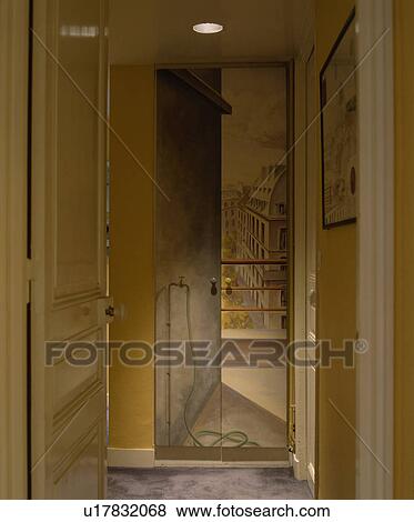 Doorway with view of painted trompe l'oiel mural on wall View Large Photo Image Stock Photo - Doorway with view of painted trompe l'oiel mural on wall. Fotosearch