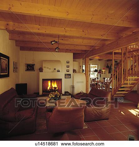 Fireplace in modern living room View Large Photo Image Stock Image - Fireplace in modern living room. Fotosearch