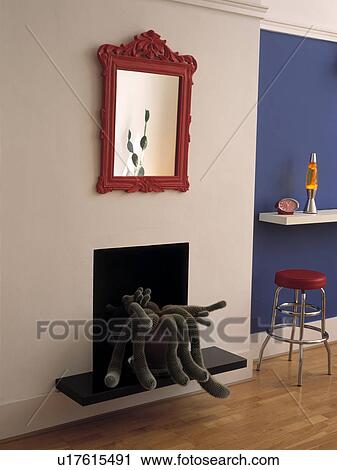 Stock Image - Fireplace in modern living room. Fotosearch
