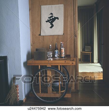 Stock Image - furniture, interior, trolley, settings, table, panelling, interiors. Fotosearch