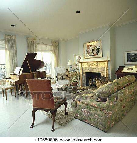 Grand piano in traditional living room View Large Photo Image Stock Photograph - Grand piano in traditional living room. Fotosearch