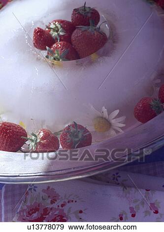 Stock Photo - icebowl, fruit, strawberry, red, food. Fotosearch