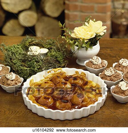 inside, candle, dessert, chocolate mousse, baked peaches, food View Large Photo Image Stock Image - inside, candle, dessert, chocolate mousse, baked peaches, food. Fotosearch