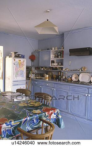 interior, blue, kitchens, interiors View Large Photo Image Stock Image - interior, blue, kitchens, interiors . Fotosearch