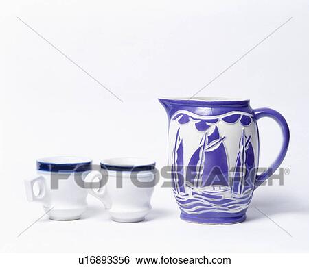 jug, crockery, mugs, blue, household, objects View Large Photo Image Stock Photograph - jug, crockery, mugs, blue, household, objects. Fotosearch