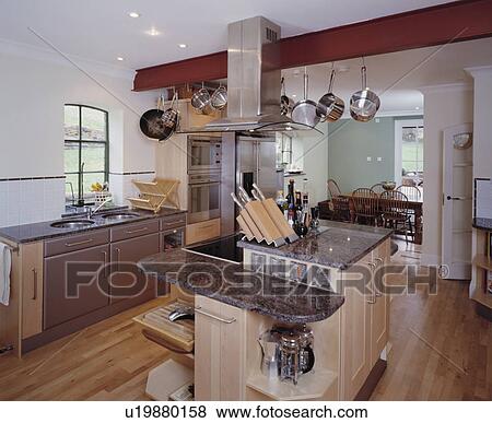 Pictures Of Knife Block On Island Unit With Black Granite Worktop In Knife Block On Island Unit With Black Granite Worktop In Modern White Kitchen Extension Wooden Flooring