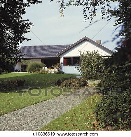 Lawn in front of modern country house in summer View Large Photo Image Stock Photo - Lawn in front of modern country house in summer. Fotosearch