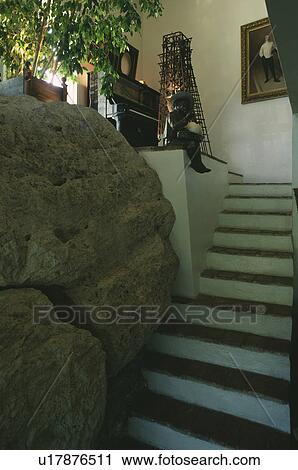 Living rock wall beside stone staircase View Large Photo Image Stock Image - Living rock wall beside stone staircase. Fotosearch