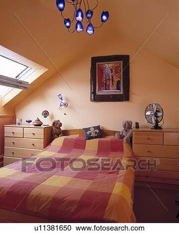 Modern attic bedroom with storage. View Large Photo Image Stock Image - Modern attic bedroom with storage.. Fotosearch