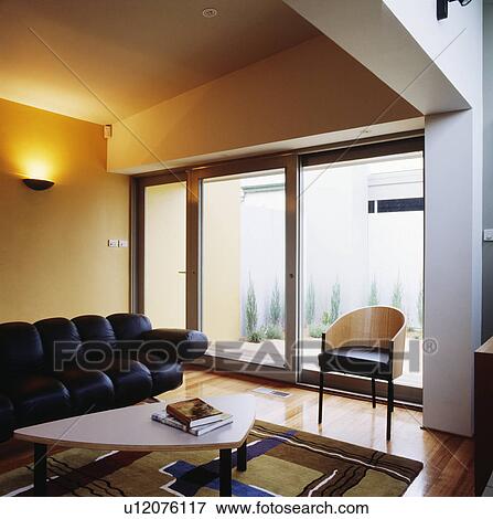 modern livingroom with leather couch View Large Photo Image Stock Photo - modern livingroom with leather couch. Fotosearch