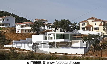 Newbuild modern hillside house on hillside in Southern Spain View Large Photo Image Stock Photo - Newbuild modern hillside house on hillside in Southern Spain. Fotosearch
