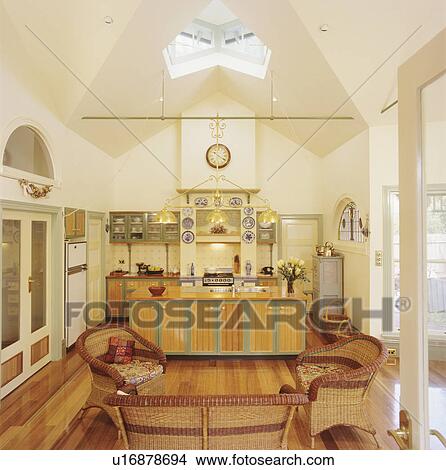 Picture - Openplan livingr room and kitchen. Fotosearch