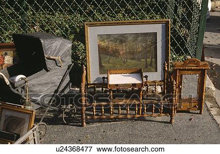 Stock Photo - paris, street, brocante, outside, markets, commercial. Fotosearch