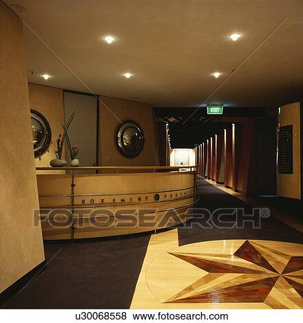 Reception area in modern offices with detailed floor and desk design.. View Large Photo Image Stock Photo - Reception area in modern offices with detailed floor and desk design... Fotosearch