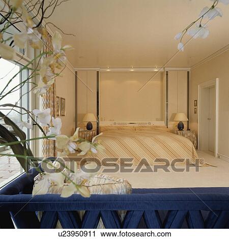 Recessed lighting above bed in fitted unit in cream eighties bedroom View Large Photo Image Stock Image - Recessed lighting above bed in fitted unit in cream eighties bedroom. Fotosearch