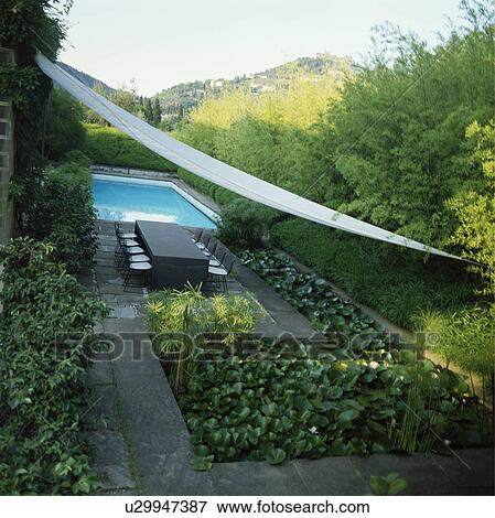 Rectangular pond in formal garden in summer View Large Photo Image Stock Photo - Rectangular pond in formal garden in summer. Fotosearch