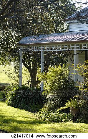 Shrubs in border in front of traditional veranda on Victorian house in Australia View Large Photo Image Picture - Shrubs in border in front of traditional veranda on Victorian house in Australia. Fotosearch