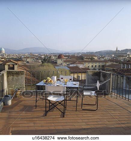 Picture - Small town roof terrace in Florence summer. Fotosearch