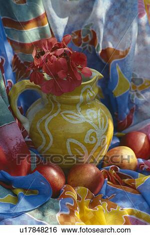 Stock Photograph - Still-Life of yellow jug and applies. Fotosearch