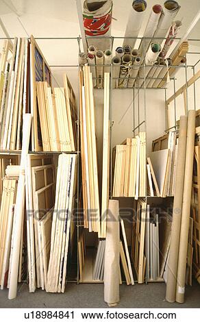 Storage of canvasses in artists studio. View Large Photo Image Stock Image - Storage of canvasses in artists studio.. Fotosearch