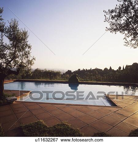 Swimming pool in Italian country garden View Large Photo Image Stock Photo - Swimming pool in Italian country garden. Fotosearch