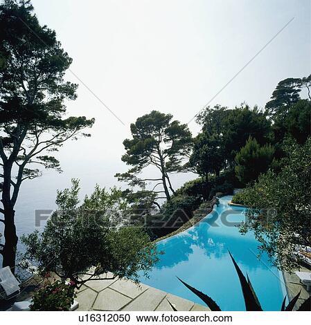 Swimming pool on the Italian coast with view of the sea View Large Photo Image Stock Image - Swimming pool on the Italian coast with view of the sea. Fotosearch