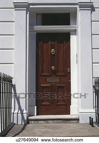 Traditional brown front door View Large Photo Image Picture - Traditional brown front door . Fotosearch