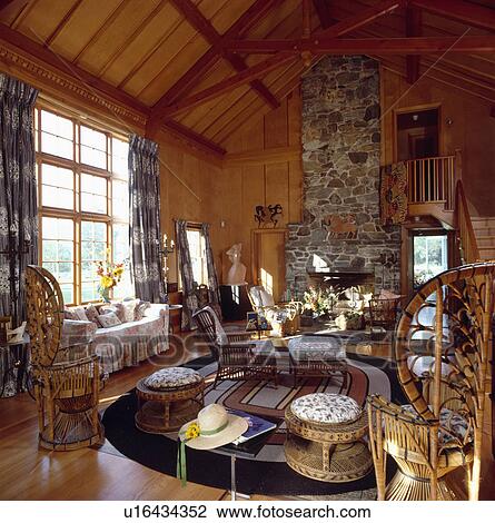 Traditional North American country living room View Large Photo Image Stock Image - Traditional North American country living room. Fotosearch
