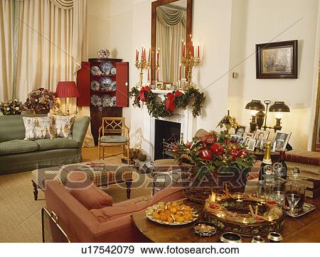 Traditional town living room at Christmas View Large Photo Image Stock Photo - Traditional town living room at Christmas. Fotosearch