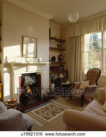 Traditonal cream living room View Large Photo Image Stock Photograph - Traditonal cream living room. Fotosearch