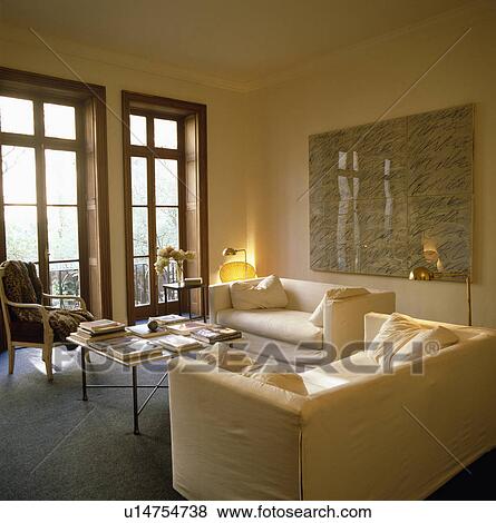 White sofas in modern living room View Large Photo Image Stock Photo - White sofas in modern living room. Fotosearch