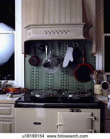 Picture - agas, interior, cottage, kitchens, hobs. Fotosearch