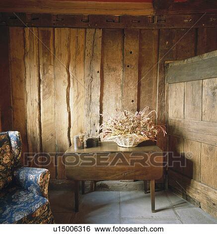 Antique drop-leaf table in country hall with panelled walls View Large Photo Image Stock Photograph - Antique drop-leaf table in country hall with panelled walls. Fotosearch
