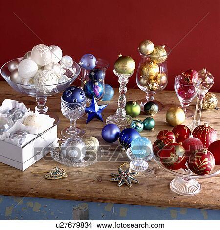 Assorted Christmas decorations. View Large Photo Image Picture - Assorted Christmas decorations.. Fotosearch