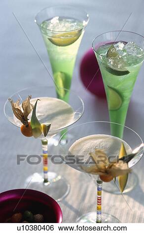 Assorted cocktails in decorative glasses. View Large Photo Image Stock Photograph - Assorted cocktails in decorative glasses.. Fotosearch