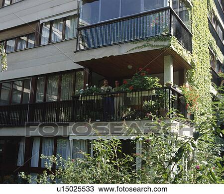 Balconies on modern apartment building View Large Photo Image Stock Image - Balconies on modern apartment building. Fotosearch