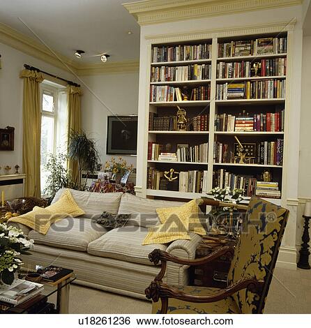 Bookshelves in traditional living room View Large Photo Image Stock Photograph - Bookshelves in traditional living room. Fotosearch