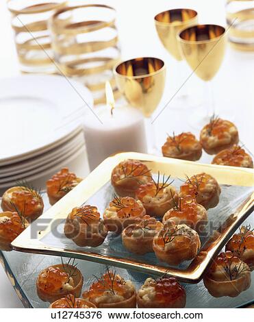 Canapes to be passed around the guests at the party. View Large Photo Image Stock Photograph - Canapes to be passed around the guests at the party.. Fotosearch