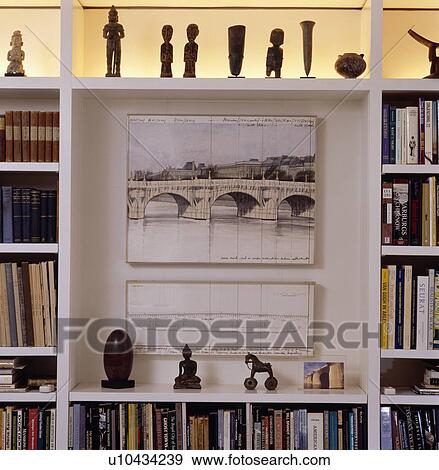 Close-up of bookshelves with picture View Large Photo Image Stock Photo - Close-up of bookshelves with picture . Fotosearch