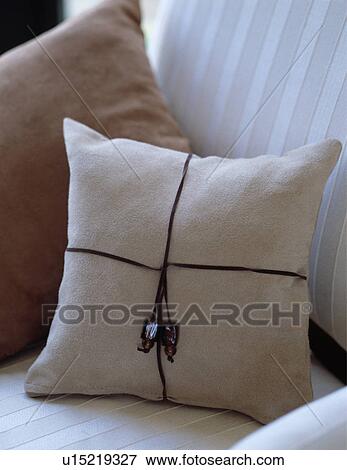 Close-up of cream wool cushions View Large Photo Image Stock Photo - Close-up of cream wool cushions. Fotosearch